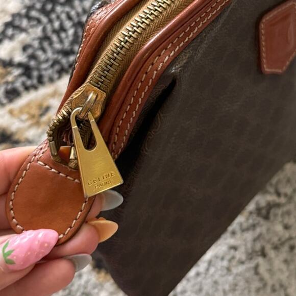 Authentic Celine Macadam Vintage Brown Leather Cosmetic Pouch - Picture 7 of 8